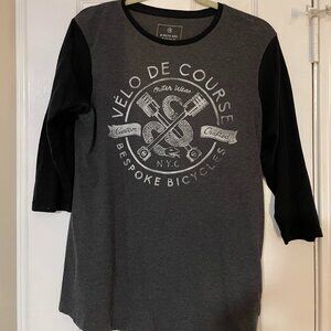 Mens Grey & Black Baseball Tee - Cotton On - Size M - 3/4 Sleeve